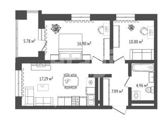 Продается 2-ком. квартира, 64 м2, Тюмень, ЖК Европейский квартал, жилой комплекс Европейский квартал, с23