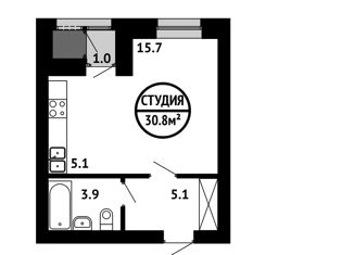 Продаю квартиру студию, 29.8 м2, Уфа, улица Даяна Мурзина, 13, жилой район Цветы Башкирии