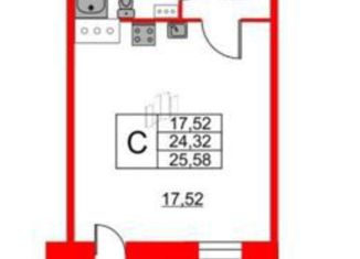 Квартира на продажу студия, 25 м2, Кудрово, Солнечная улица, 10к2