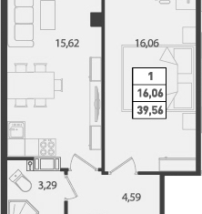 1-комнатная квартира на продажу, 39.56 м2, Мурино, улица Шоссе в Лаврики, 63, ЖК Муринское-1