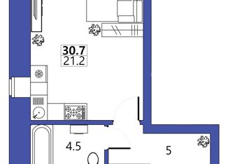 Продажа 1-комнатной квартиры, 30.7 м2, Санкт-Петербург, улица Шкапина, 24Б, муниципальный округ Екатерингофский