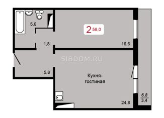 Продажа 2-комнатной квартиры, 58 м2, Красноярск, улица Елены Стасовой, 50, ЖК Лесной Массив
