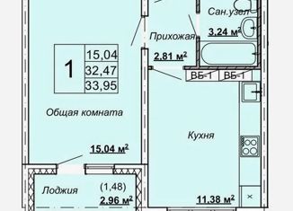 Продажа однокомнатной квартиры, 35.4 м2, Ульяновск, бульвар Знаний, 2