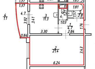 Продам 1-комнатную квартиру, 41 м2, Санкт-Петербург, Зеленогорская улица, 7, Зеленогорская улица