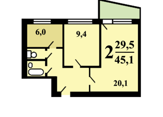 Продаю 2-комнатную квартиру, 45 м2, Москва, 2-й Новоподмосковный переулок, 6, 2-й Новоподмосковный переулок