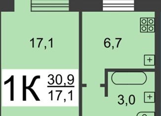 Продажа 1-комнатной квартиры, 30.9 м2, Нижний Новгород, улица Маршала Рокоссовского, 11, улица Маршала Рокоссовского