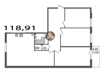 Продам трехкомнатную квартиру, 118.91 м2, Санкт-Петербург, Лодейнопольская улица, 7, муниципальный округ Чкаловское