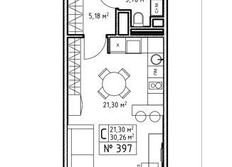 Продаю квартиру студию, 30.3 м2, Санкт-Петербург, Ипподромный переулок, Ипподромный переулок