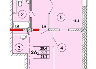 Продается 2-ком. квартира, 59.3 м2, Абакан, улица Кирова, 185к3