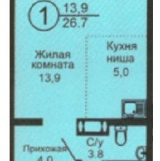 Продажа квартиры студии, 28 м2, Оренбург, улица Ткачёва, 16/4