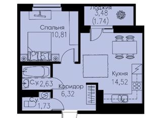 Продажа однокомнатной квартиры, 37.75 м2, Ленинградская область, проспект Строителей, 1к2