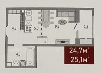 Продается квартира студия, 25 м2, Оренбург, улица Автомобилистов, 13, ЖК Геометрия