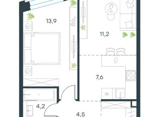 Продаю 2-комнатную квартиру, 45.3 м2, Москва, район Нагатино-Садовники, Нагатинская набережная, 10А