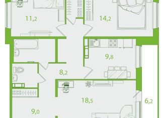 Продажа 3-комнатной квартиры, 80.5 м2, Томск, улица Пришвина, 44