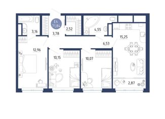 Продажа 3-комнатной квартиры, 71.84 м2, село Дядьково, проезд Бульвар Оптимистов, 8