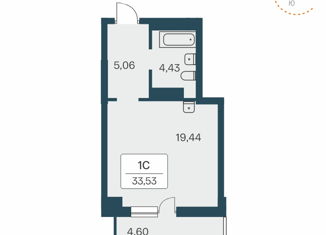 Квартира на продажу студия, 33.53 м2, Новосибирск, улица Зорге, 229/3, ЖК Времена года