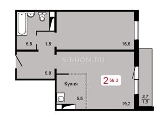 Продаю 2-комнатную квартиру, 56.3 м2, Красноярск, Апрельская улица, 5М, ЖК Мичурино