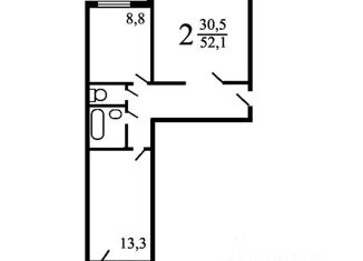 Продажа 2-комнатной квартиры, 51.4 м2, Москва, улица Маршала Полубоярова, 10, улица Маршала Полубоярова