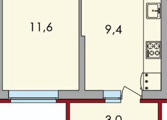 Продам 1-комнатную квартиру, 32.6 м2, деревня Батино, деревня Батино, 15