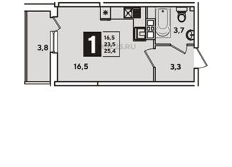 Продается квартира студия, 25.4 м2, Краснодар, ЖК Самолёт-2