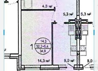 Продается 1-комнатная квартира, 33 м2, Уфа, Калининский район, улица Лётчика Кобелева, 3
