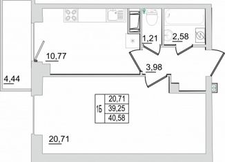 Продажа 1-комнатной квартиры, 40.58 м2, Псковская область, улица Ижорского Батальона, 17