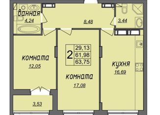 Продажа 2-комнатной квартиры, 63.75 м2, Муром, Колхозная улица, 24