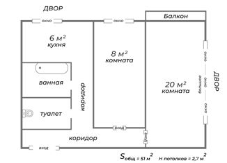 Продажа 2-комнатной квартиры, 51 м2, Санкт-Петербург, муниципальный округ Гавань, Канареечная улица, 12