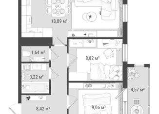 Продаю трехкомнатную квартиру, 54.62 м2, Томск, ЖК Войков