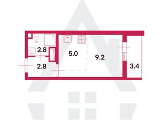 Квартира на продажу студия, 20.8 м2, Санкт-Петербург, набережная реки Каменки, 21к1, муниципальный округ Коломяги