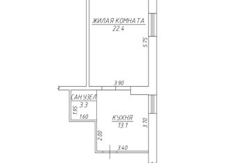 Продаю 1-комнатную квартиру, 37.4 м2, село Шахи, Садовая улица, 10А