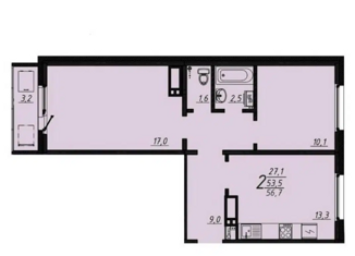 Продается 2-ком. квартира, 56.7 м2, Челябинск, улица Университетская Набережная, 8, ЖК Спортивный