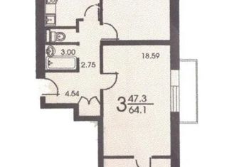 Продается трехкомнатная квартира, 64 м2, Москва, станция Локомотив, Большая Черкизовская улица, 32к3
