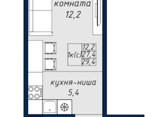 Продам 1-комнатную квартиру, 29.4 м2, Барнаул, Северный Власихинский проезд, 122к4, ЖК Nord