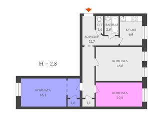 Продажа комнаты, 71.1 м2, Санкт-Петербург, Воронежская улица, 46-48, Воронежская улица