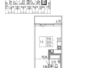 Продам квартиру студию, 26.6 м2, поселок Бугры, ЖК Новые Горизонты, Тихая улица, 5к3