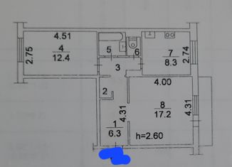 Продаю 2-ком. квартиру, 52 м2, Кемерово, Советская улица, 3, жилой район Кедровка