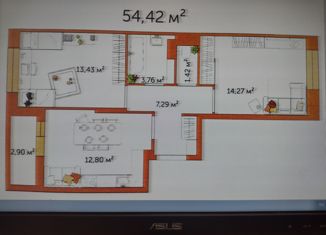 Двухкомнатная квартира на продажу, 55 м2, село Осиновая Гора, ЖК Суворовский, улица Аркадия Шипунова, 16