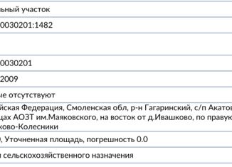 Продаю земельный участок, 550 сот., Смоленская область, улица Гагарина, 2