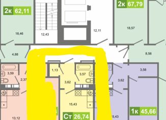 Продается квартира студия, 26.74 м2, Магнитогорск, проспект Ленина, 114