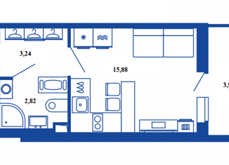 Квартира на продажу студия, 21.94 м2, Санкт-Петербург, Глухарская улица, 16к2, Глухарская улица