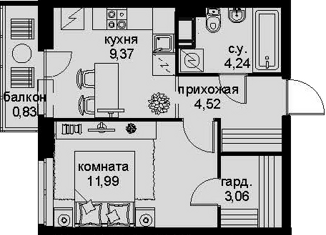 Продается однокомнатная квартира, 33.2 м2, Ленинградская область, проспект Строителей, 3