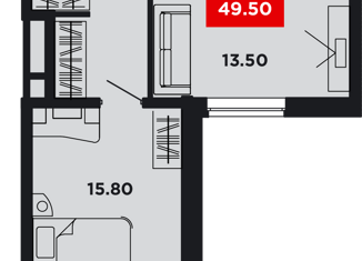 1-ком. квартира на продажу, 49.8 м2, Краснодарский край, улица им. Мурата Ахеджака, 12