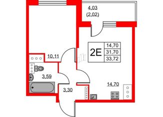 Продажа однокомнатной квартиры, 33.72 м2, Санкт-Петербург, Русановская улица, 20к3, метро Пролетарская