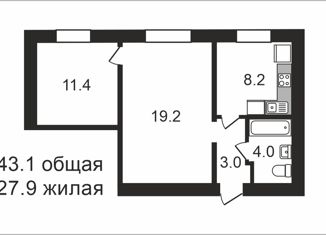 Продажа двухкомнатной квартиры, 43.1 м2, Москва, улица Металлургов, 13к2, метро Перово
