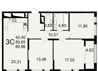 Трехкомнатная квартира на продажу, 86 м2, Рязань, Льговская улица, 8