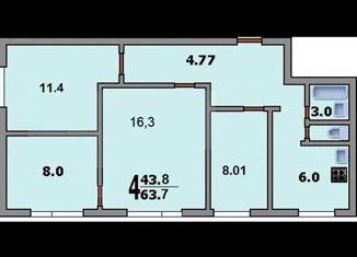 Продаю 4-ком. квартиру, 64 м2, Москва, Кантемировская улица, 3к2, станция Москворечье