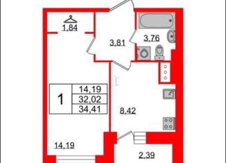 Сдам в аренду однокомнатную квартиру, 31.8 м2, Санкт-Петербург, Русановская улица, 18к8, муниципальный округ Народный