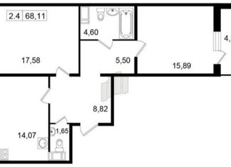 Продажа 2-комнатной квартиры, 68 м2, Кудрово, Европейский проспект, 5, ЖК Вена