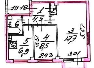 2-комнатная квартира на продажу, 41.2 м2, Санкт-Петербург, улица Руставели, 24, улица Руставели